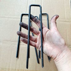 철근핀 야자매트핀 앙카 고정 100개 U자형 유자형, 두께 6mm 폭 4cm 길이 15cm 100개
