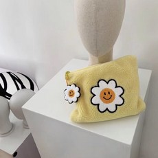 모란코 데이지 스마일 뽀글이 파우치 캐쥬얼 클러치 큰파우치