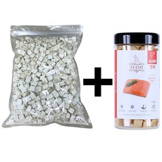  북어 트릿 치킨 트릿 강아지 고양이 동결 건조 큐브 훈련용 간식 대용량 트릿 500g, 북어 트릿 500G +  연어 트릿 110G 