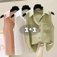 빅사이즈 여름신상 나시 정장 이너셔츠 아우터 민소매 쉬폰 셔츠 블라우스 D99U