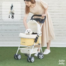 졸리젤리 조이 유모차 반려동물 강아지 고양이 양대면 일체형 접이식, 옐로우, 1개