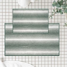 FRESHMINT 욕조 매트 프레시민트 옴브레 샤닐 욕실 러그 세트 2피스 17x24 20x32 바닥용 스트라이프 소프트 배스 미끄럼 방지 세탁 가능한 퀵 드라이 샤워 세이지, 24"x17"+32"x20", Ombre-green&white