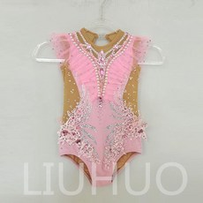 LIUHUO 어린이용 리듬체조 레오타드 핑크 치어리더 공연
