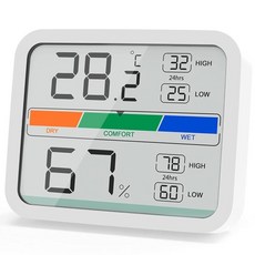 다용도 실용 온도계 Xiaomi Miiiw LCD 2 습도계 자석 침대 옆 전자 시계가있는 실내 온습도계 체온계 25, 표준 스타일, 1개