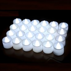루아르모 꺼지지 않는 LED 티라이트 캔들 전자초 파티소품, 화이트, 24개