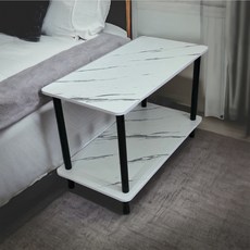 파카이가구 2단 협탁 침대 소파 사이드 테이블 80cm, 블랙마블