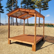 [자연쉼터] 조립식 지붕 평상 7.5자 (1800_2280) 야외 방부목 평상마루 (택배 배송)