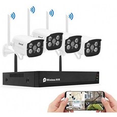 1080P Wireless Security Camera System Outoor Plug&amp;Play 8채널 NVR 4Pcs 2MP WiFi 비디오 보안 감시 카메라(H.265 Night, 단일옵션