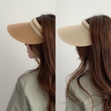블루씨티 볼드라인 밀짚 라탄 여름 썬캡 모자 2개 세트