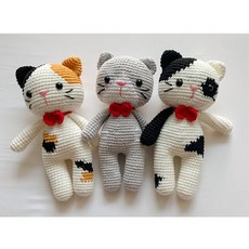  흥미유발 고양이인형 반려묘 뜨개장난감 돼냥이 코숏, 1개 