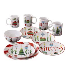 American Atelier 7216-16-RB Ornaments Holiday Dinnerware Set 10.5x10.5 Green/Red American Atelier, 1