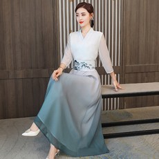 에스닉 여성 차이나 원소 고대복장 리폼 판 다복 단아한 부처님 중국식 공연복 점프슈트