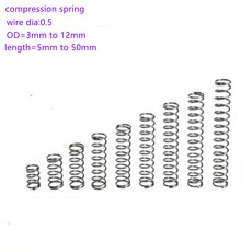 10-20pcs 0.5mm 압축 스프링 와이어 직경 3mm 12mm 스테인레스 스틸 마이크로 소형 길이 10mm 50mm, [01] 0.5mm, [04] 6mm 20pcs, [07] 10mm, 1개
