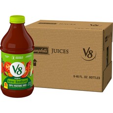 V8 Low Sodium Spicy Hot 100% Vegetable Juice Vegetable Blend Juice with Tomato Juice and Spices 46, 240ml, 6개, 6개