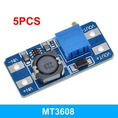 MT3608 DC-DC 스텝 업 컨버터 부스터 전원 모듈 부스트 스텝 업 보드 최대 출력 28V 2A 전자 부품 액세서리 소스, 5PCS MT3608, 5PCS MT3608