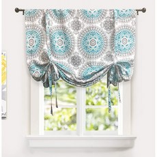 DriftAway Bella Tie Up Curtain Curtain Floral Pattern Room Darkening 차열 단열 창 커튼 조절 가능 벌룬 커튼 쉐이드 싱글, 단일옵션