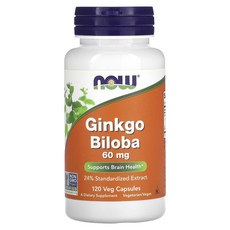 NOW Foods 징코 빌로바 60mg 베지캡슐 120정, 1개