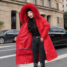 Makone여자 겨울 코트 롱 코트코튼 코트 여성 롱 겨울 한국판 슬림 탈부착 파 극복 패딩