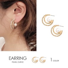kirakirashop C형 투링 진주 귀걸이 AEA1669