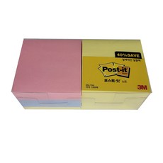 3M 포스트잇 노트 알뜰팩 654-10A, 1팩, 노랑 / 크림 블루 / 러블리 핑크