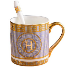 영국 머그잔 홈 카페 찻잔 세라믹컵 선물, H 모자이크