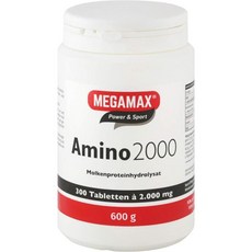 MEGAMAX NutrItIon 메가맥스 아미노 2000 아미노산 정제 300정 순수 유청 단백질 가수물 I 7가지 필수 아미노산을 포함한 복합체BCAA 및 EAA 웨이트 트레이, 300 Stuck (1er Pack) [B00E67VK