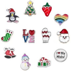 DemiJewelry Demijewelry 사랑 산타 메리 크리스마스 양말 열쇠 고리 세트 맞춤 유리 로켓 Love Christmas