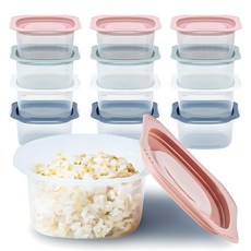 싱글만랩 전자렌지용 국산 냉동밥보관용기 300ml, 혼합색상, 12개 300ml x 12개