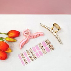 르샤스토어 집게핀2개 네일스티커1개 실속3종세트 친구생일선물 헤어핀세트 H3, 민트, 1개