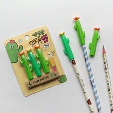 바보사랑 1000 선인장 연필캡 3p.핑크풋