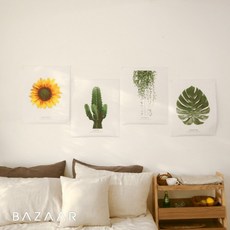 바자르 1+1 프리미엄 패브릭 포스터 2장 SET 40x50xm, C타입(선인장+해바라기)