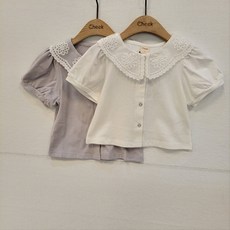 [치크]논현점~24년 신상품##레이스카라가 포인트인 예쁜 여아 티셔츠###어린이날 선물추천상품@@@빠른배송@@편안한 다이마루 블라우스CKRA2443G