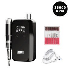휘니샤 기계 미장 바닥 35000RPM 네일 드릴 전문 선반 아크릴 젤 광택제 충전식 살롱 장비, 1개, 01 Black