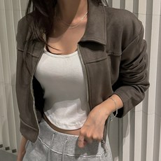 떳다그녀 타밀 스웨이드 크롭자켓 간절기 아우터 카라자켓 재킷 집업자켓