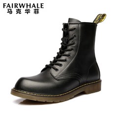 FAIRWHALE 맥 워 피 마 틴 부츠 남 2020 가을 영 륜 중 고 방 남자 사막 화 단화 군화 패션 캐 주 얼 올 블랙 (799496049028) 40