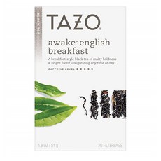 타조 티 잉글리쉬 블랙퍼스트 20티백 6박스 Tazo Awake English Breakfast Tea Bags For a Bold Traditional Breakfast-Style Black Highly Caffeinated 20, 1set