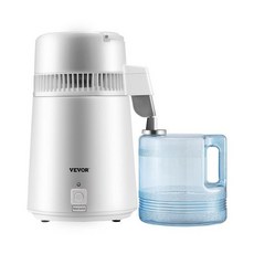 VEVOR 정수기 1.1갤런 증류수 기계 BPA 프리 플라스틱 용기 포함 750W 순수 버튼 정수 키트 가정용 카운터탑 제조기 흰색, White