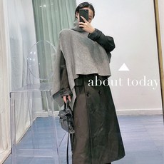 혜림상사 니트 숄 케이프 언발 니트 울 코트 쏠리드 머플러