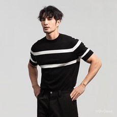 댄디 카라 니트티 폴로셔츠 남성 캐주얼 비즈니스 스트라이프 여름