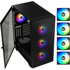 비트페닉스 그래프 메시 4 ARGB 팬 고풍량 PC 게이밍 케이스 블랙 GPU 지원 355mm 240 Top/360 전면 AIO 44 컨트롤러LED/PWM 시스템 템퍼 글래스