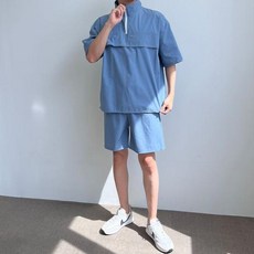 반팔 반바지 세트 세션 아노락 남성 바람막이 바스락원단 쿨원단, 1 size, 그레이