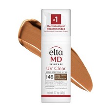엘타MD UV 클리어 틴티드 페이스 자외선 차단제 산화아연이 함유된 SPF 46 오일 프리 피부과 전문의 추천 1.7온스 펌프, Deep Tinted, 48g, 2개