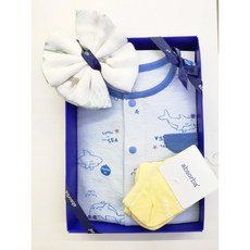 압소바 24 출산 백일선물2종 샤크 반소 바디슈트 & 양말 AZ310681블루1132042