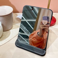 낭만라운지 에르딘 접이식 휴대용 탁상 거울, 블랙소형16*11cm