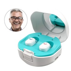 Anself 흰색 (로드 된 한 쌍의) 증폭기 HearingAid 보청기 이어폰 젊은 충전 함 보이지 않는 CIC 청각 운하 보청기의 소리, 1개, 1개