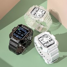 애플워치 지샥 쥐샥 컬러 글로시 스트랩 케이스 줄 밴드 시계줄 시계 G-SHOCK 3 4 5 6 se, 38mm_40mm_41mm 호환, 블랙