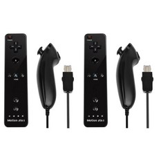 닌텐도 Wii Wii U 조이스틱 무선 Nunchuck 원격 게임 패드 옵션 모션 플러스 비디오 게임 컨트롤러 2 in 1, 1개, 13) black 2set - with motionpl