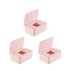 바른닥터 사각 물티슈 케이스 보관함 대형, 3개, 핑크