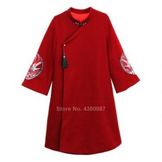[해외] 여성 겨울 코트 어 번체 류 겨울 두꺼운 CHEONGSAM 복장 크레인 자수 빈티지 양모 QIPAO 새해