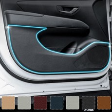 카르쉐 디올뉴 투싼 NX4 호환 용품 가죽 도어커버 스크래치 킥커버 매트, 블랙, 디올뉴 투싼 NX4 도어커버